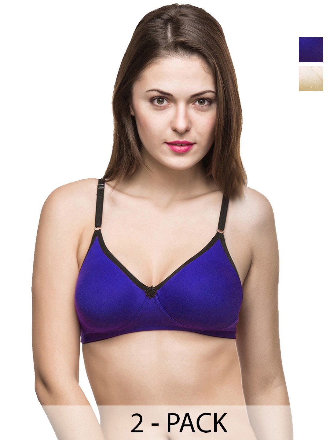 

Docare Pack of 2 Full Coverage Non Padded Cotton T-shirt Bra-All Day Comfort, Nude