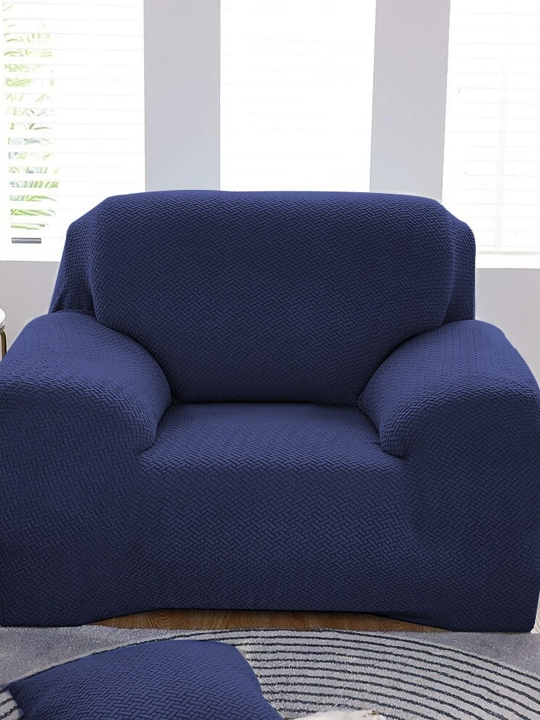 

Furshine Blue Stretchable Sofa Cover With Arms