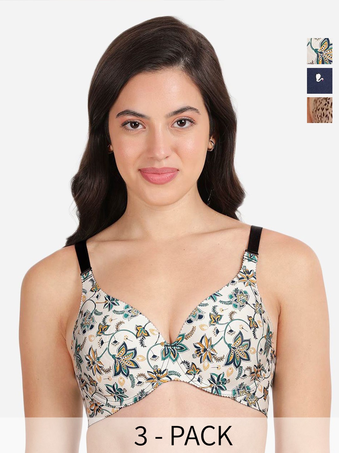 

shyaway Floral Bra Medium Coverage Underwired Lightly Padded, White