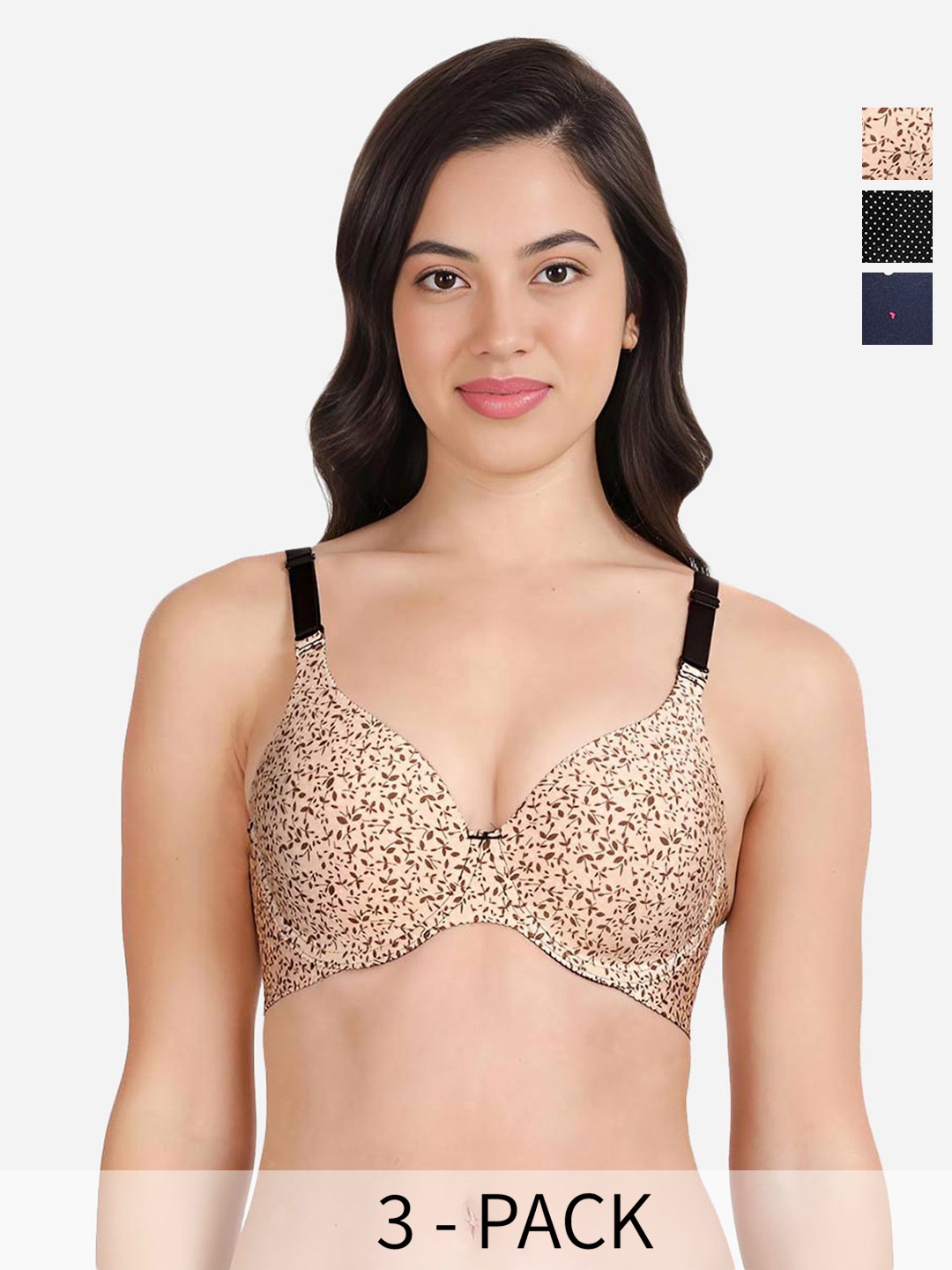 

shyaway Floral Bra Medium Coverage Underwired Lightly Padded, Blue