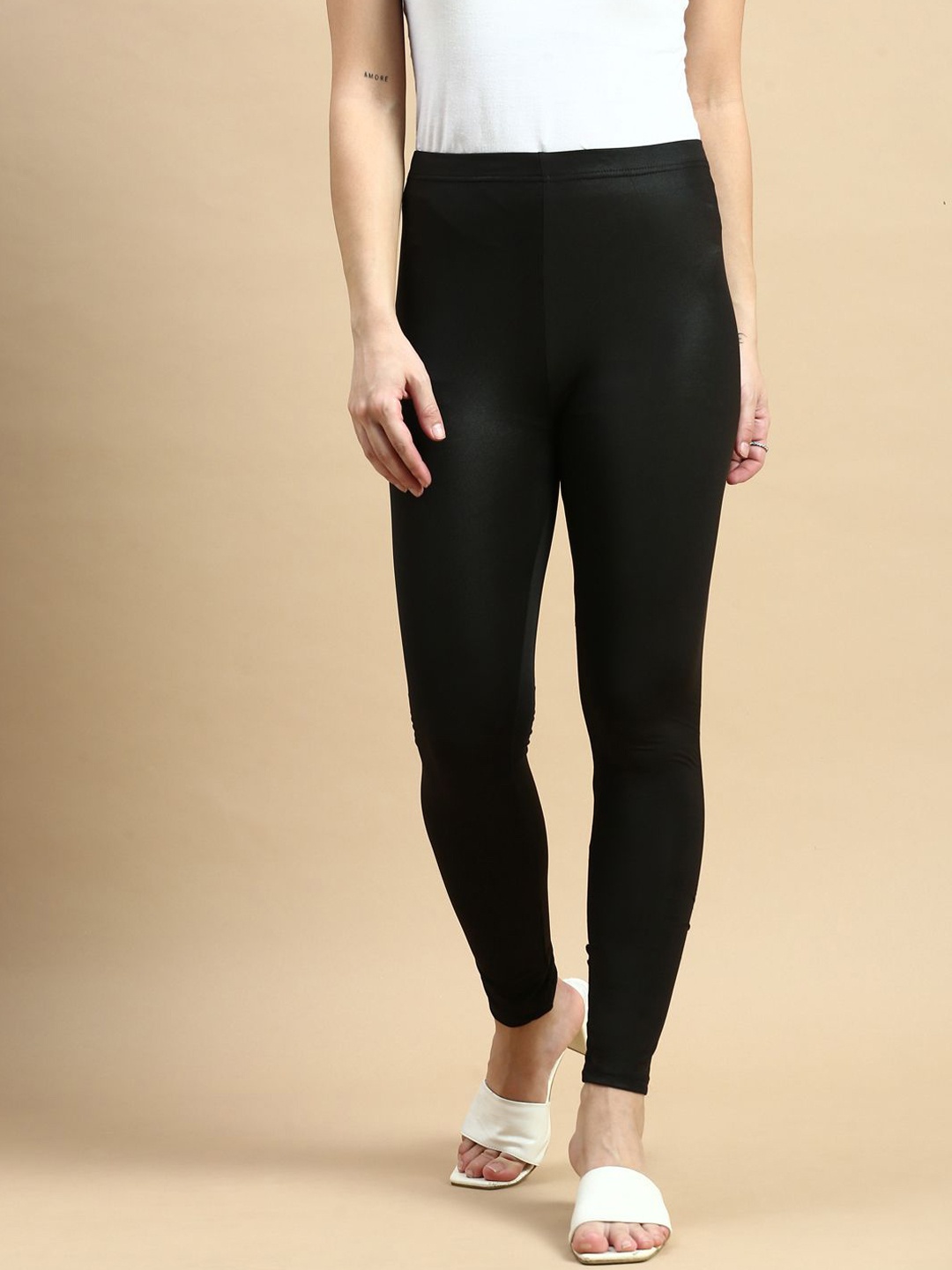 

De Moza Mid Rise Ankle Length Leggings, Black