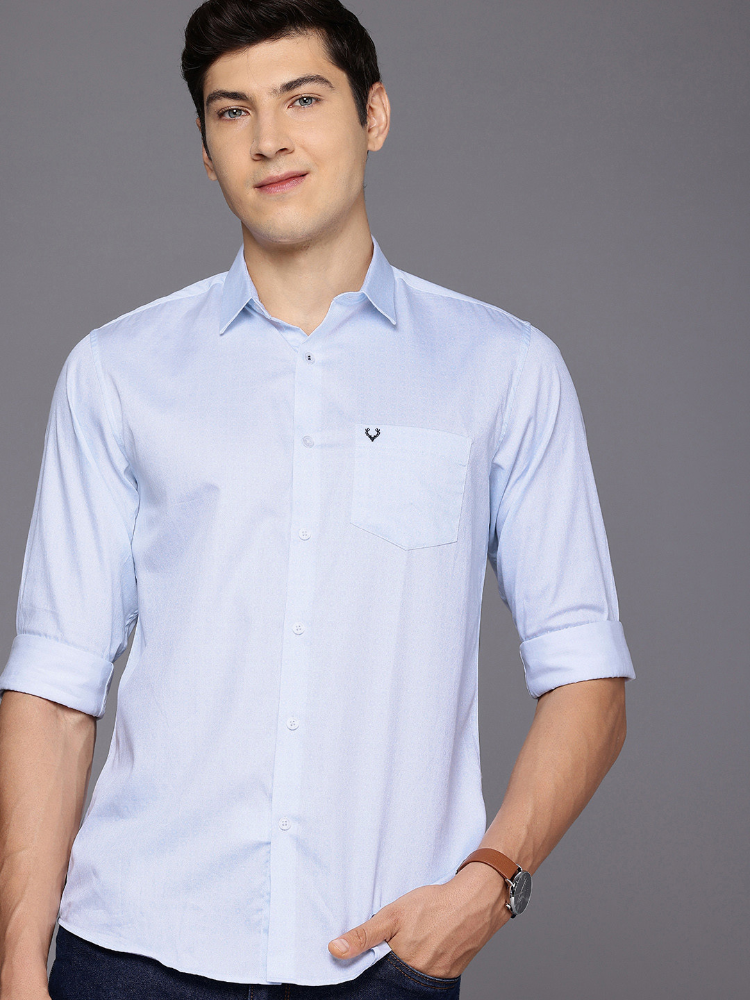 

Allen Solly Pure Cotton Classic Fit Opaque Printed Casual Shirt, Blue
