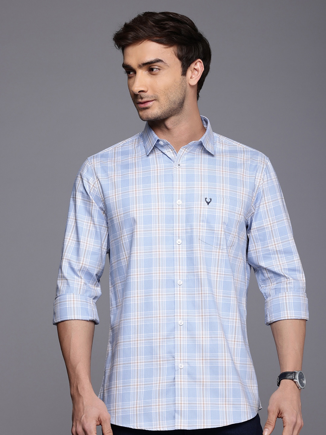 

Allen Solly Pure Cotton Classic Fit Opaque Tartan Checked Casual Shirt, Blue