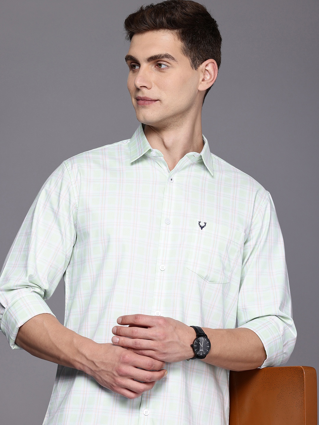

Allen Solly Pure Cotton Classic Fit Tartan Checks Opaque Casual Shirt, Green