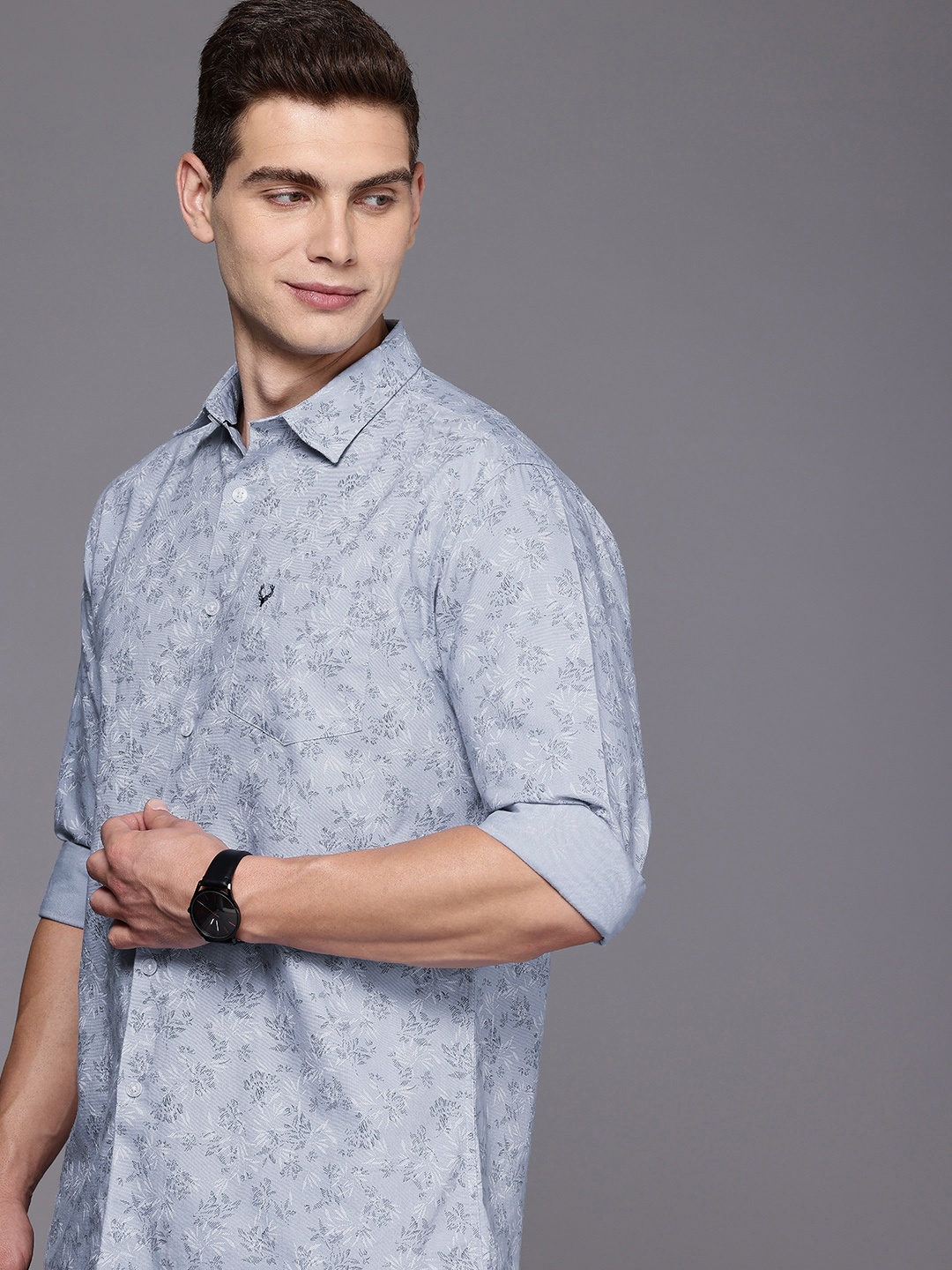 

Allen Solly Pure Cotton Self Design Sport Fit Floral Opaque Casual Shirt, Blue