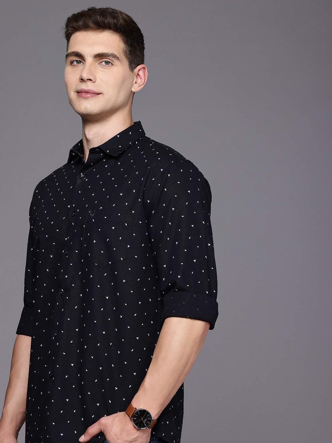 

Allen Solly Pure Cotton Sport Fit Opaque Printed Casual Shirt, Black