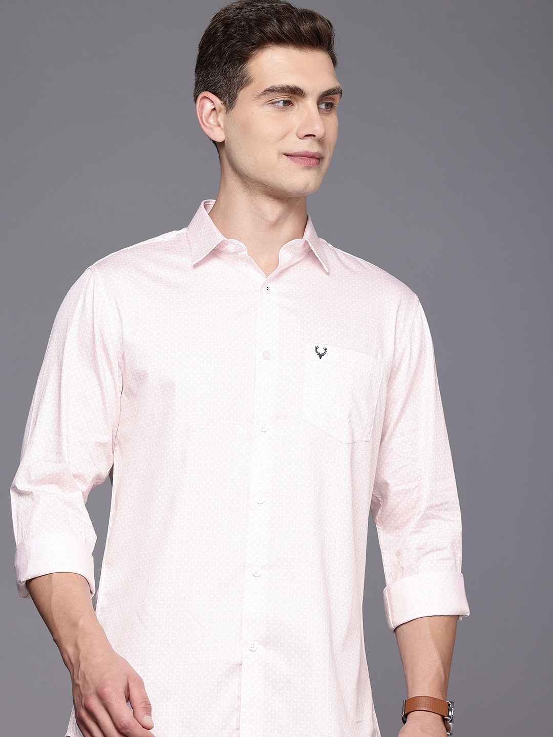 

Allen Solly Pure Cotton Classic Fit Opaque Printed Casual Shirt, Pink
