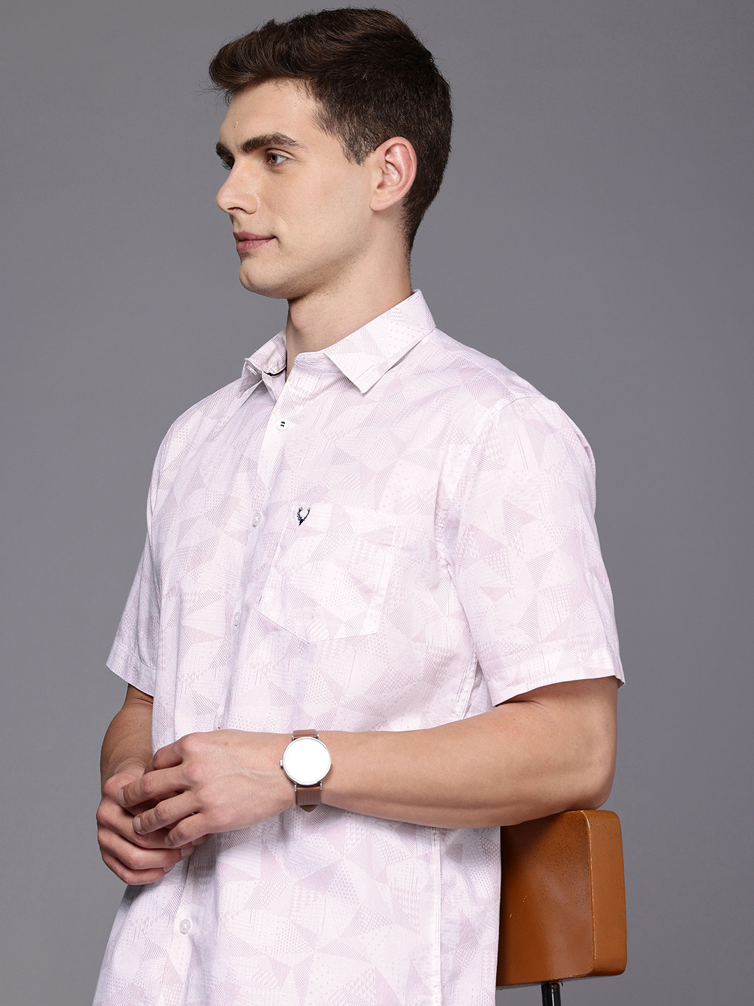 

Allen Solly Classic Fit Printed Pure Cotton Casual Shirt, White