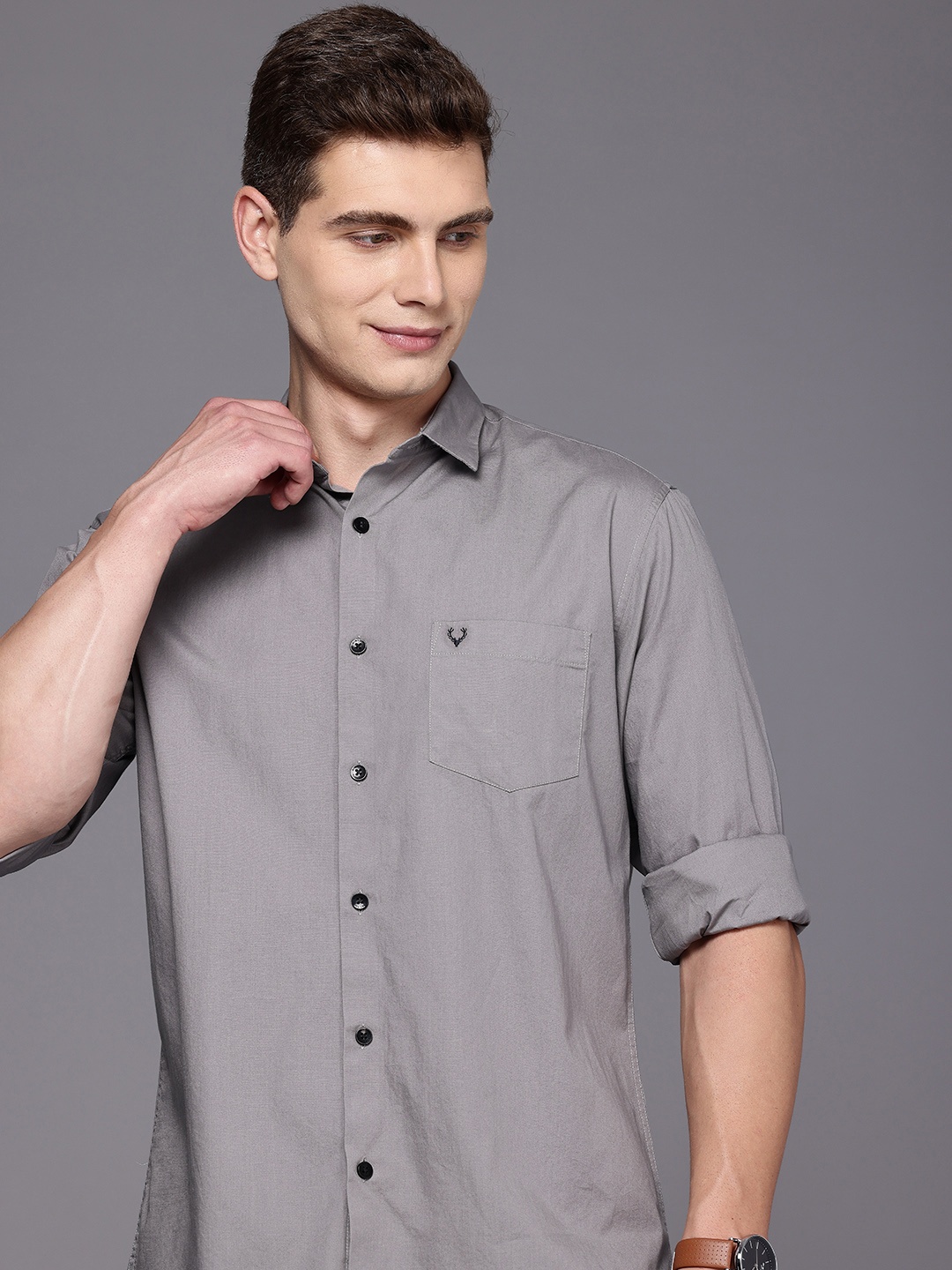 

Allen Solly Classic Fit Pure Cotton Casual Shirt, Grey