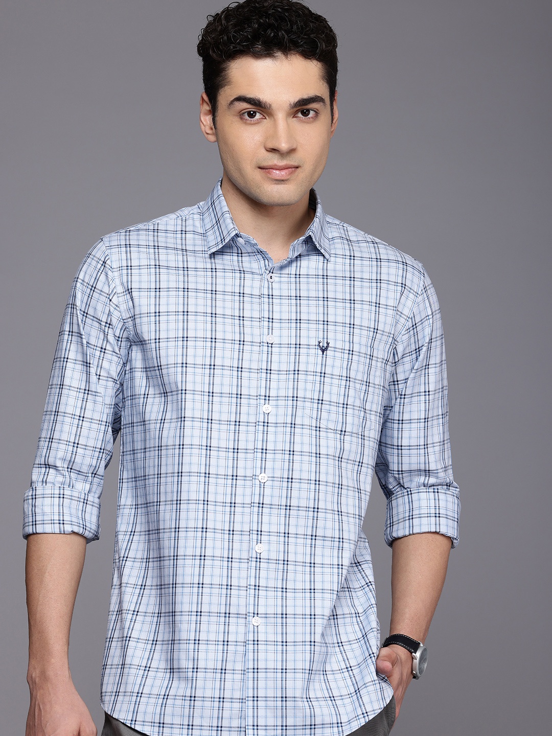 

Allen Solly Classic Fit Checked Pure Cotton Casual Shirt, Blue