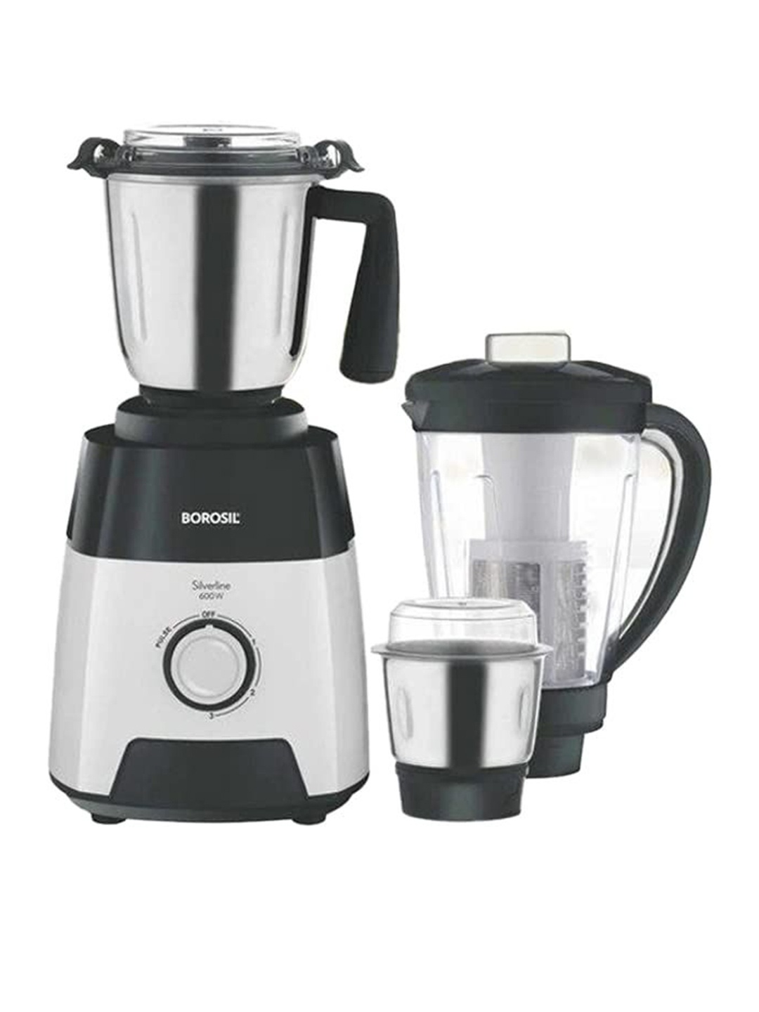 

BOROSIL Silverline Black 600 Watts 3 Jars Mixer Grinder