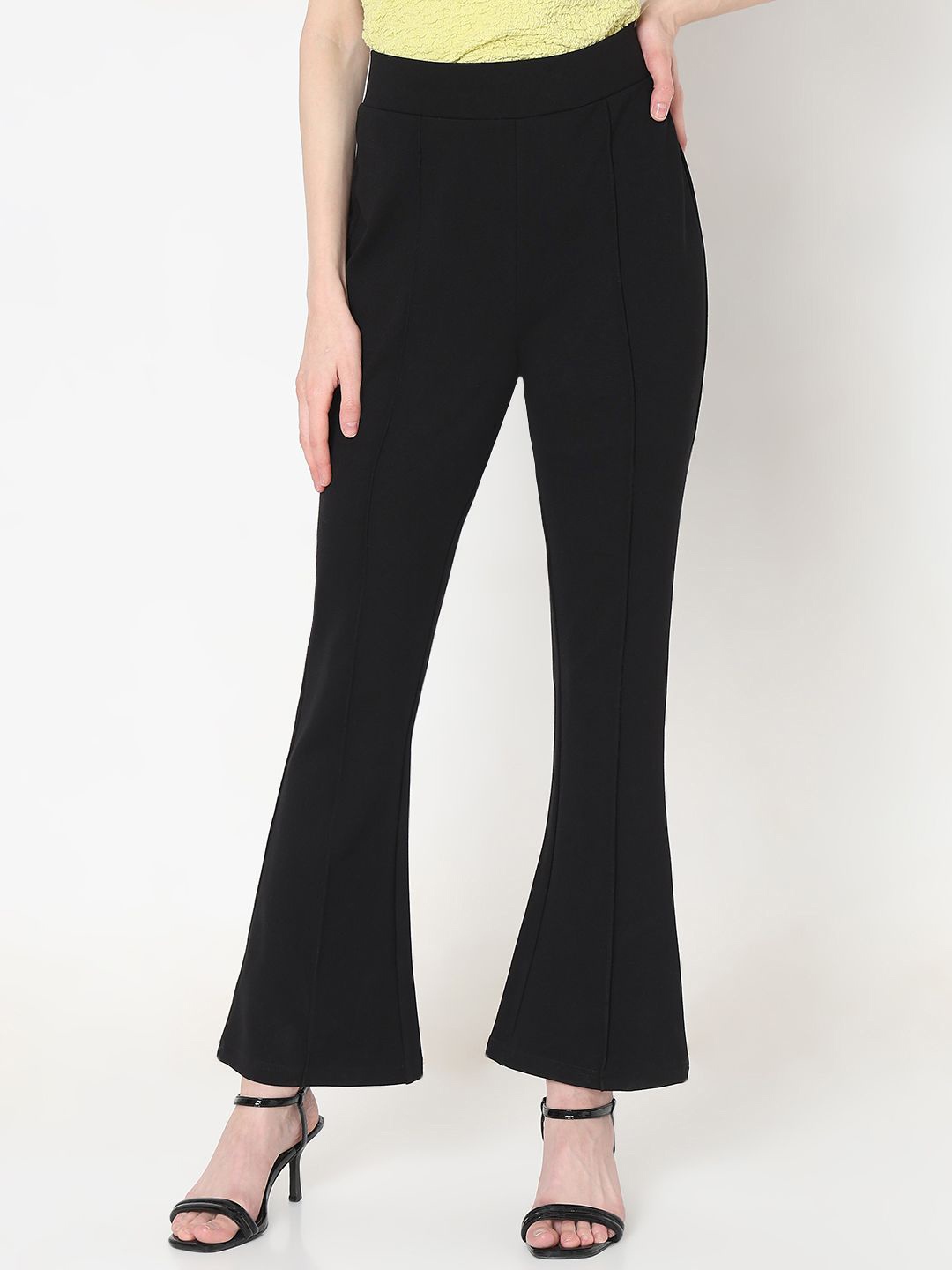 

Vero Moda Women Flared High-Rise Trousers, Black