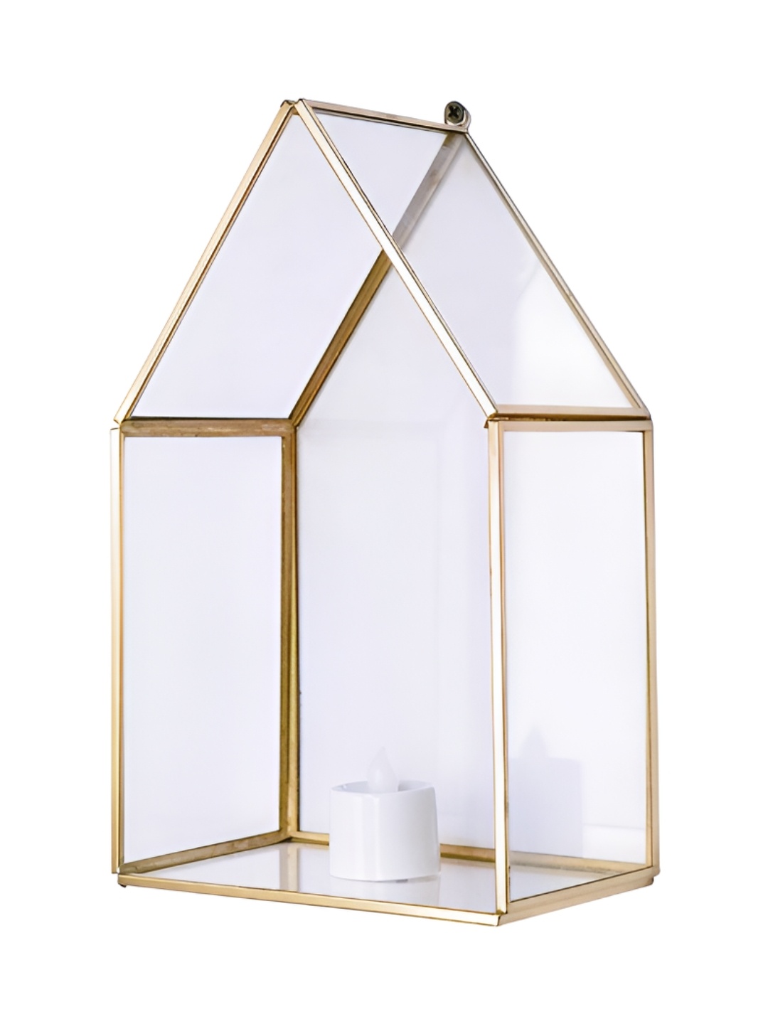 Fos Lighting Gold-Toned & Transparent Glass Candle Holder
