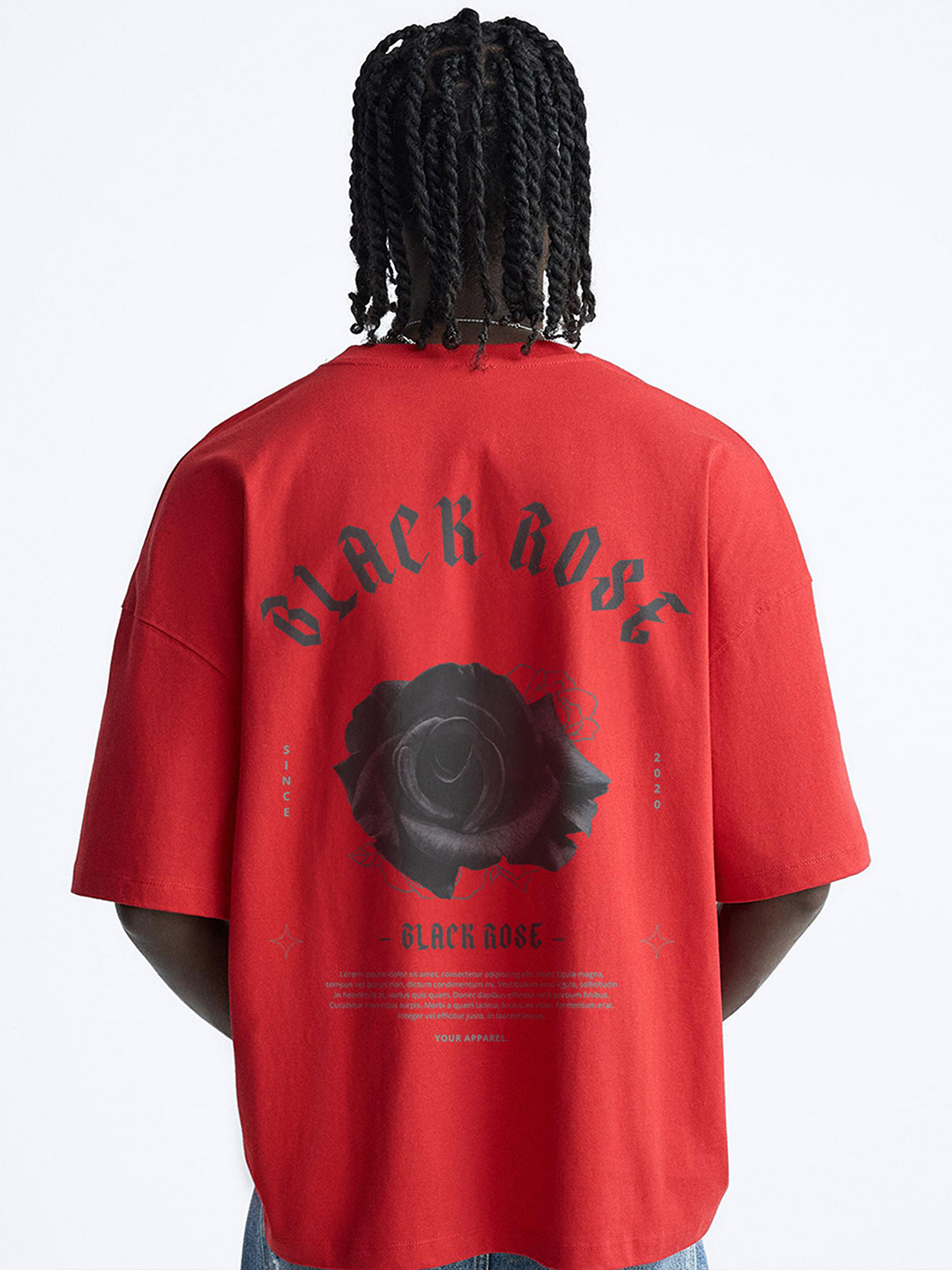 

OFFMINT Men Graphic Printed Round Neck Oversized T-shirt, Red