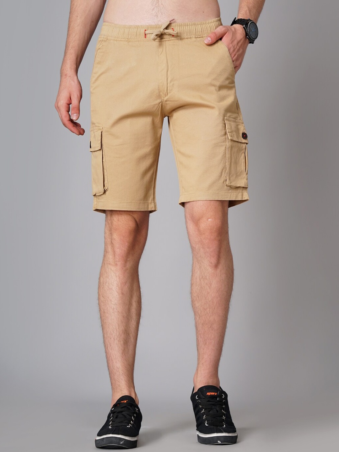 

PAUL STREET Men Slim Fit Cargo Shorts, Cream