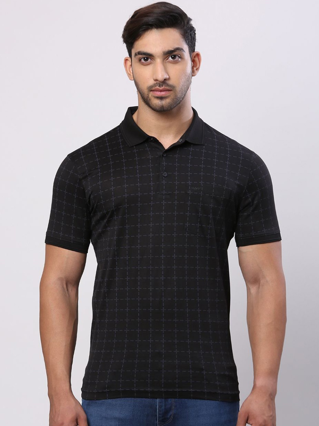 

Park Avenue Men Polo Collar Pockets Slim Fit T-shirt, Black