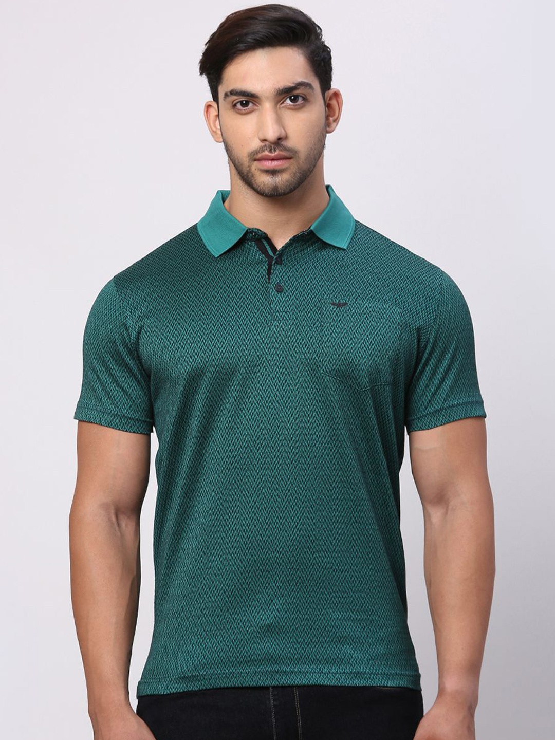 

Park Avenue Men Polo Collar Pockets Slim Fit T-shirt, Green