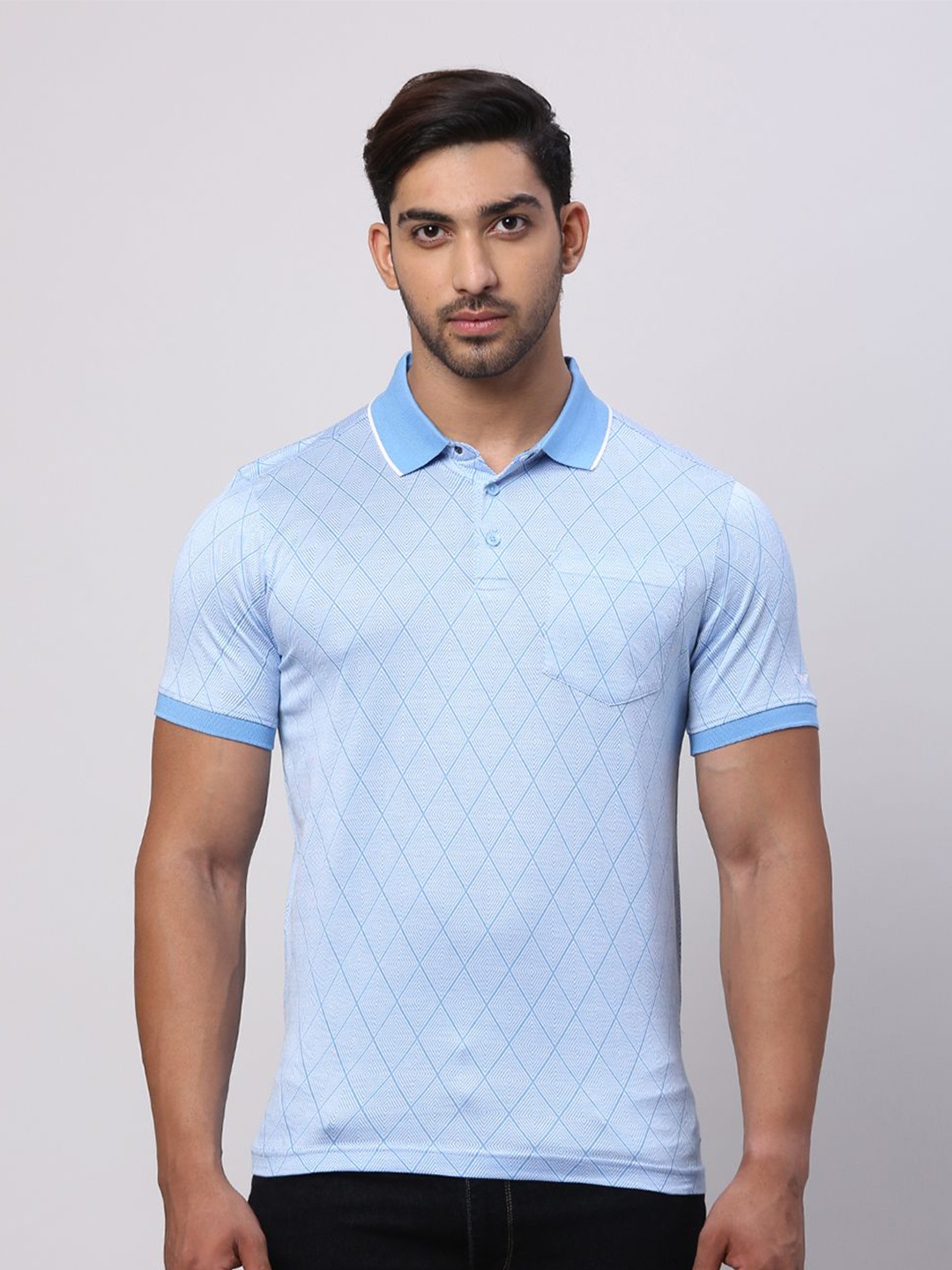 

Park Avenue Men Polo Collar Pockets Slim Fit T-shirt, Blue