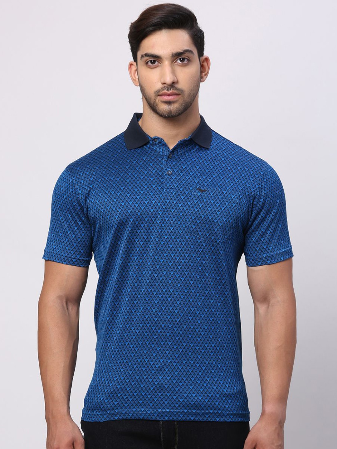 

Park Avenue Men High Neck Pockets Slim Fit T-shirt, Blue