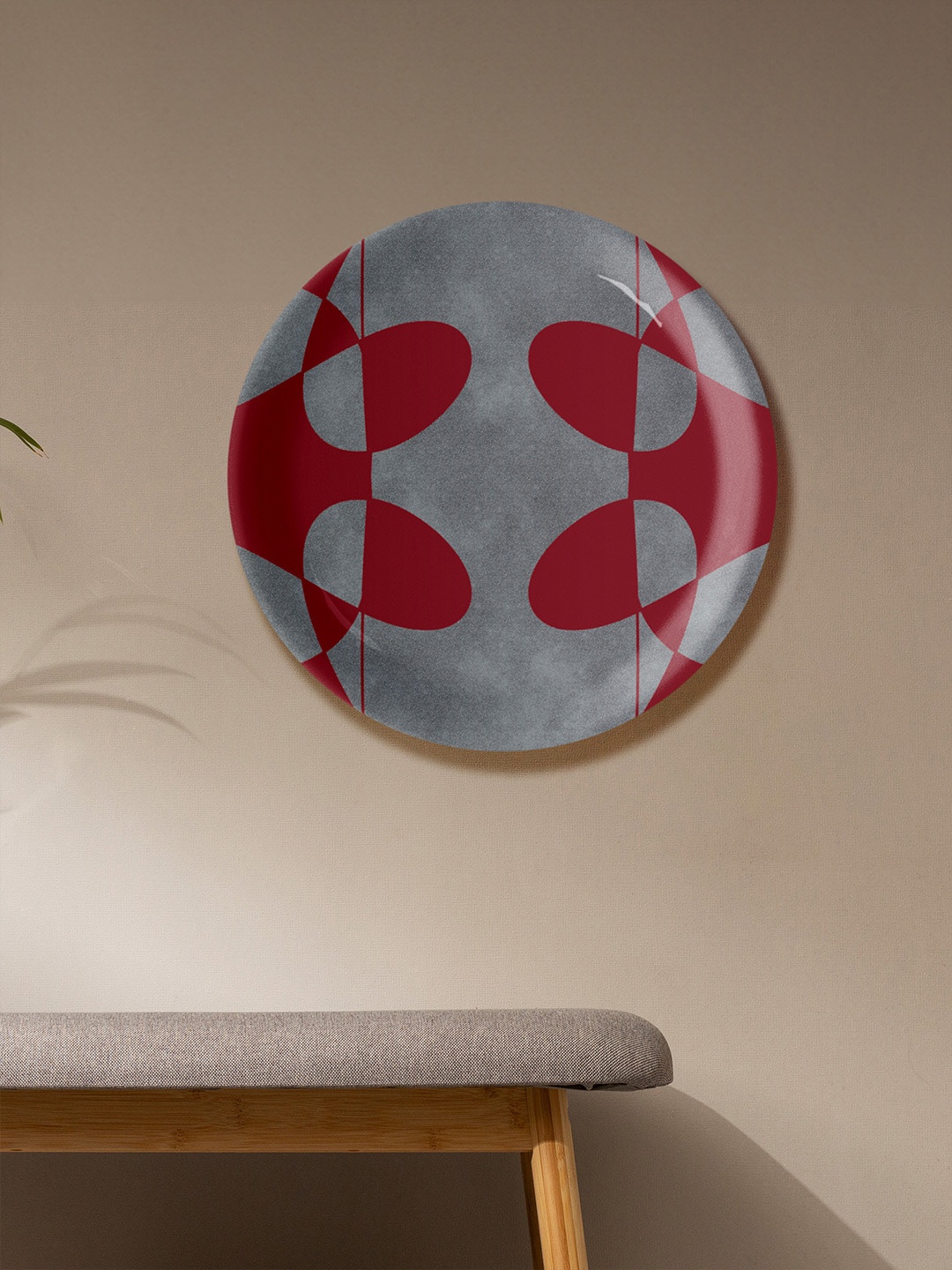

nestroots Grey & Maroon Wall Decor Plate