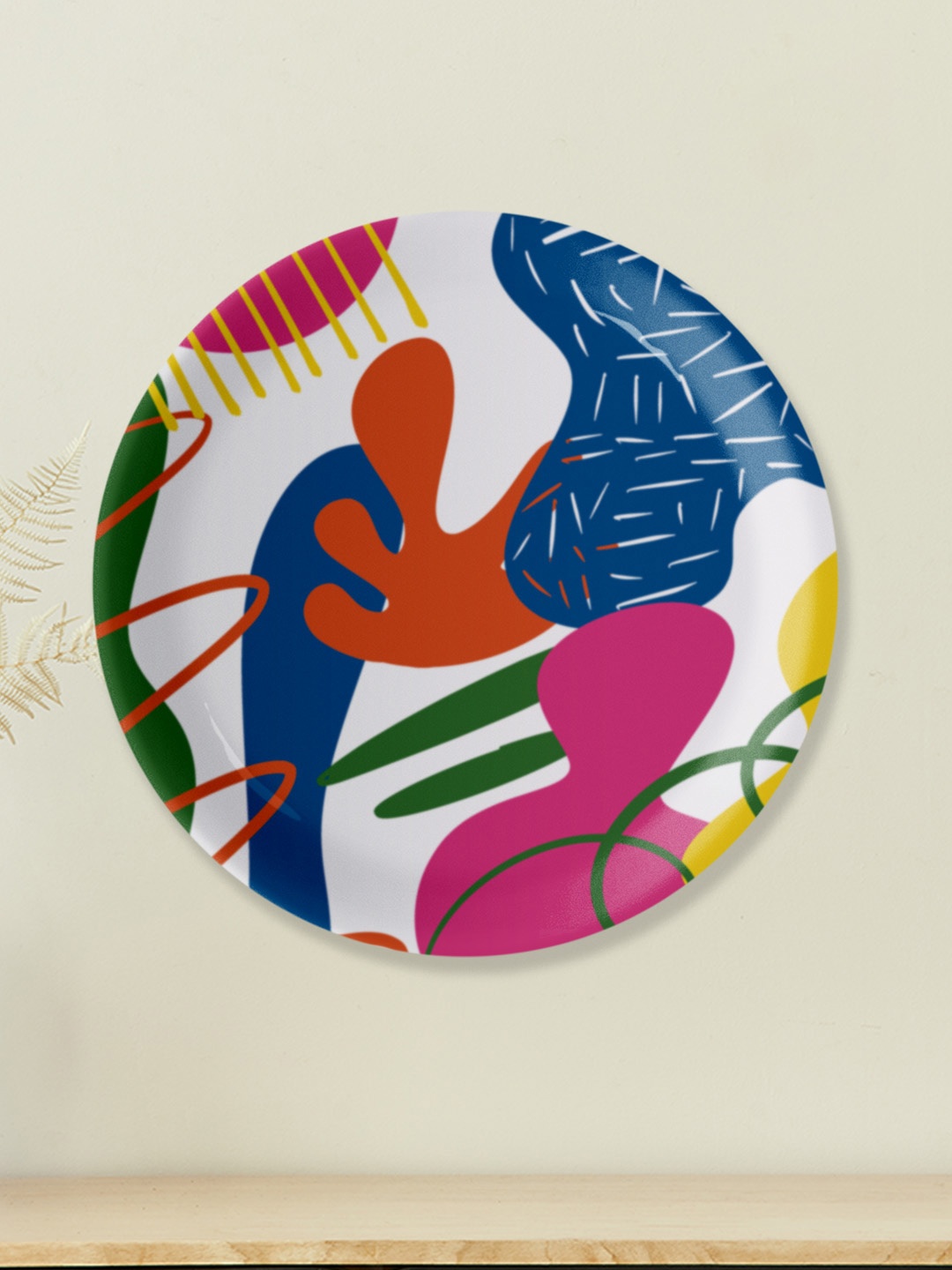 

nestroots White Colorblocked Wall Decor Plate, Multi