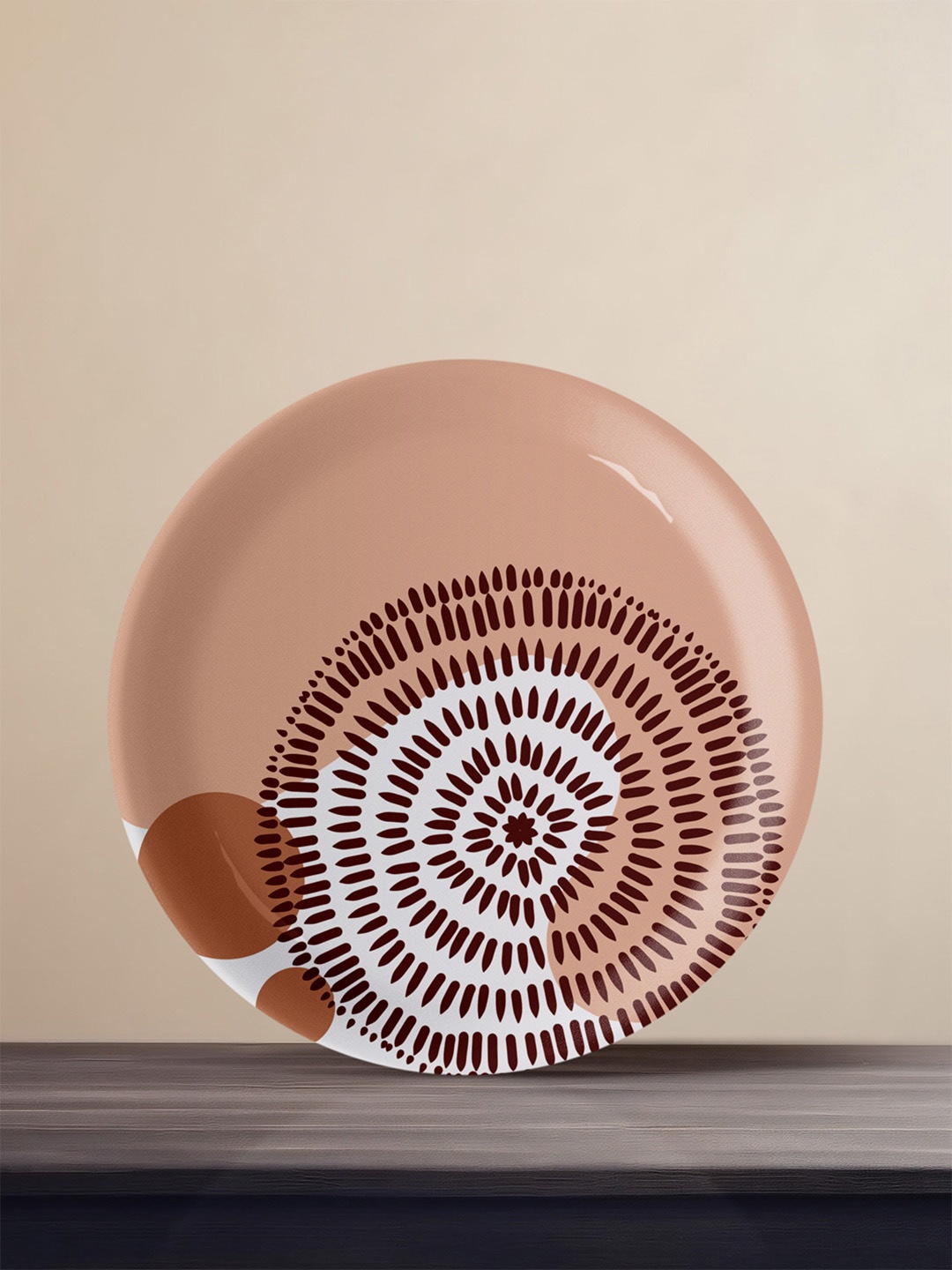 

nestroots Peach-Colored Printed Round Shaped Ceramic Wall Decor Plate