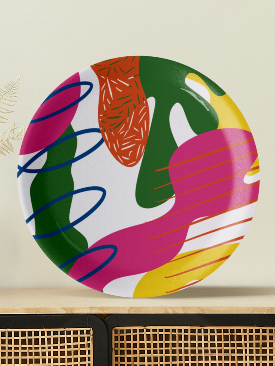 

nestroots White Printed Wall Decor Plate, Multi