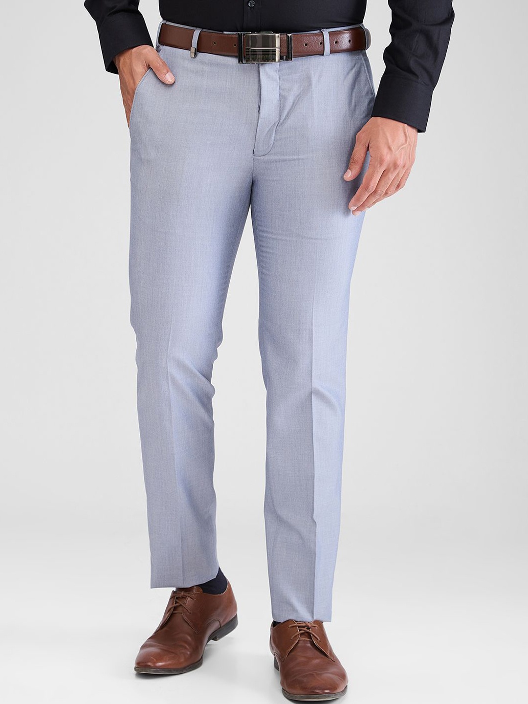 Park Avenue Men Slim Fit Trousers, Grey