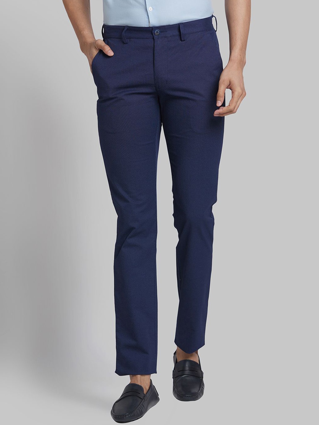 Park Avenue Men Slim Fit Trousers, Blue