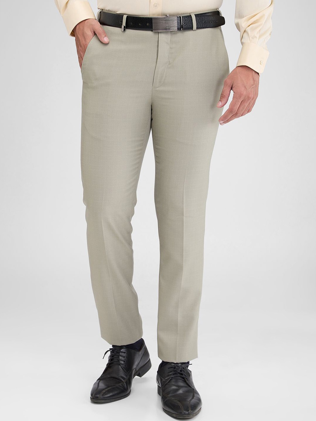Park Avenue Men Slim Fit Trousers, Green