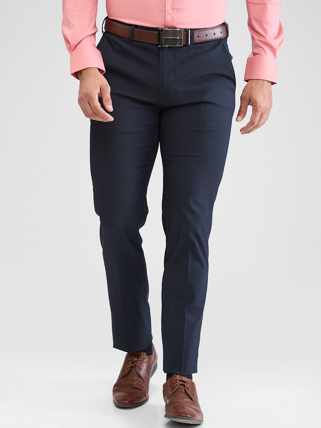 

Park Avenue Men Textured Slim Fit Trousers, Black
