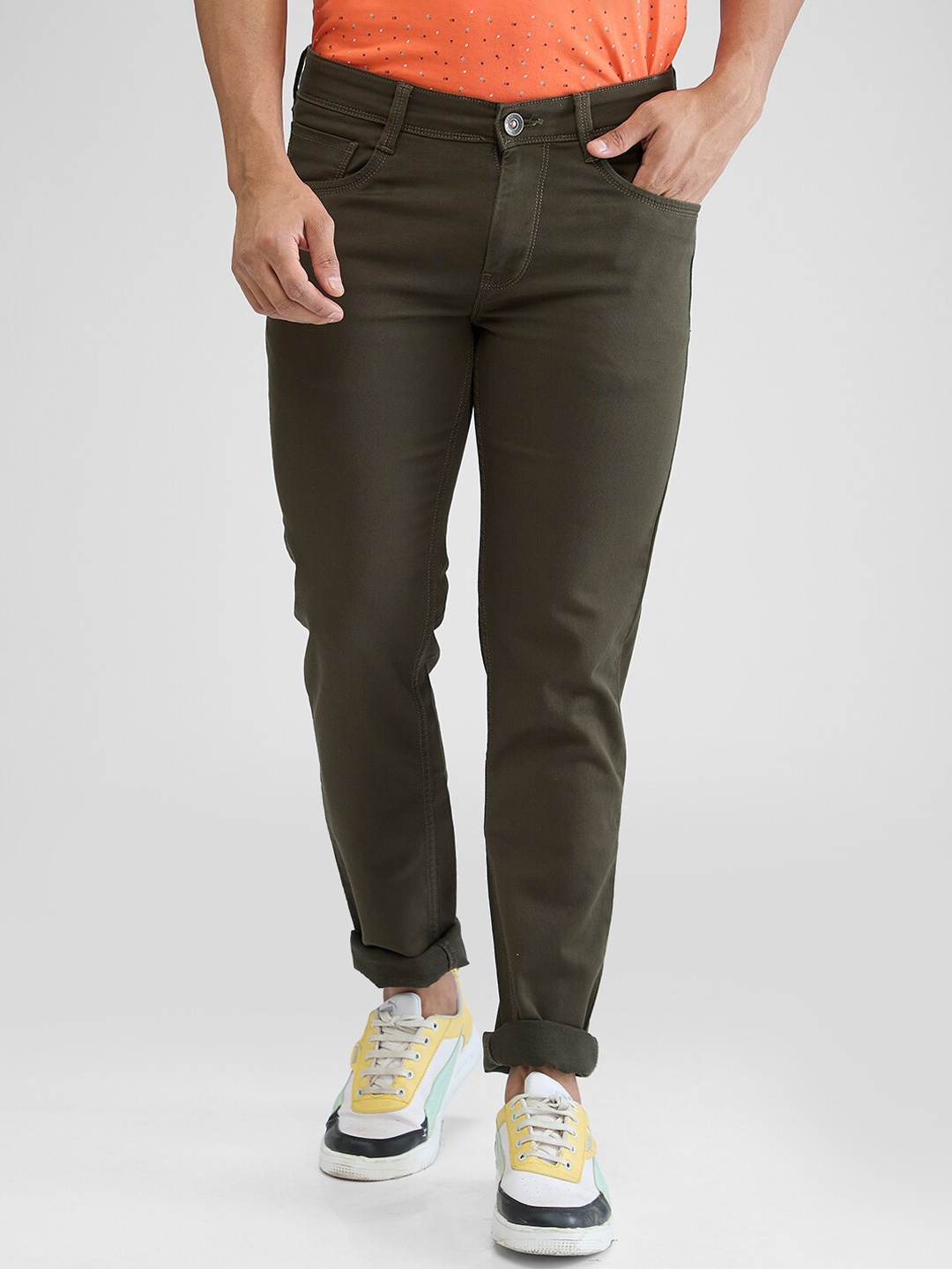 Park Avenue Men Slim Fit Jeans, Green