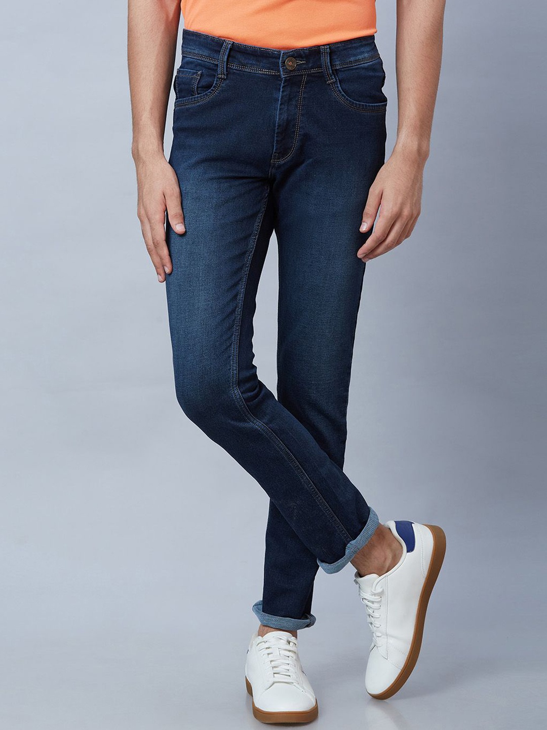 Park Avenue Men Slim Fit Light Fade Jeans, Blue