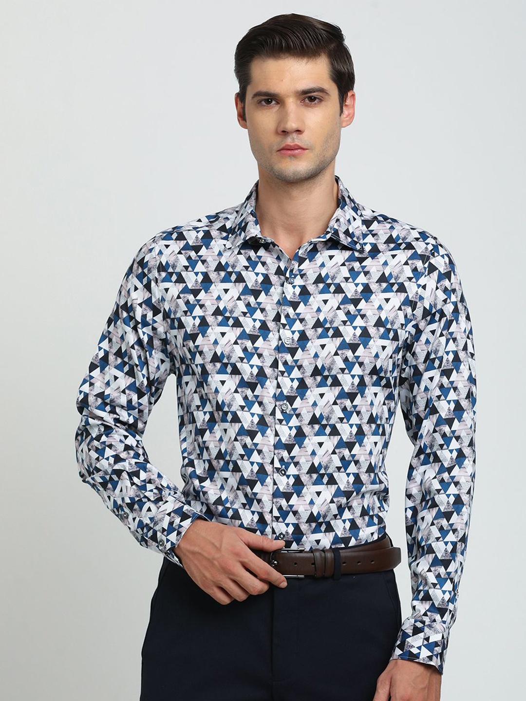 

Turtle Premium Slim Fit Spread Collar Floral Printed Casual Shirt, Blue