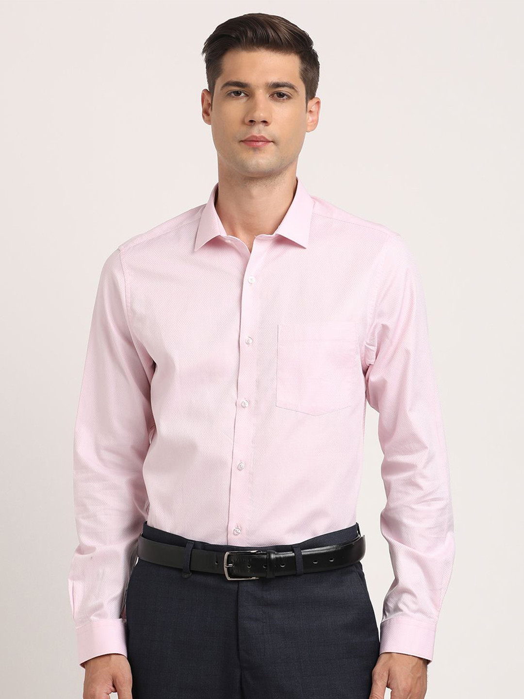 

Turtle Men Classic Slim Fit Opaque Formal Shirt, Pink