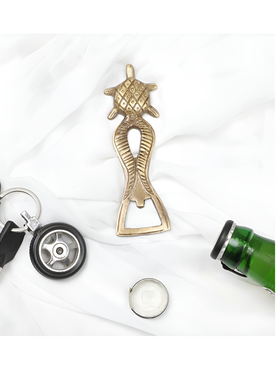 

Two Moustaches Tortoise Brass Bottle Opener, Brown