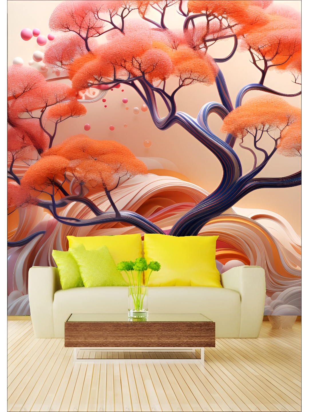

Aura Orange-Colored Printed Abstract Self-Adhesive Wall Sticker