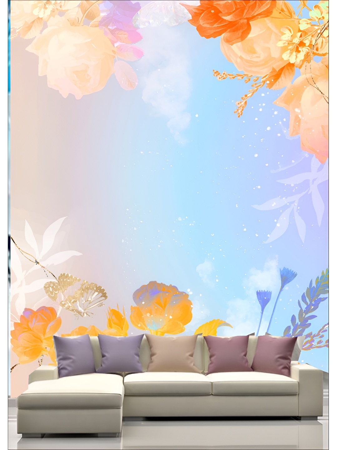 

Aura Blue & Orange-Colored Abstract Self-Adhesive Wall Sticker