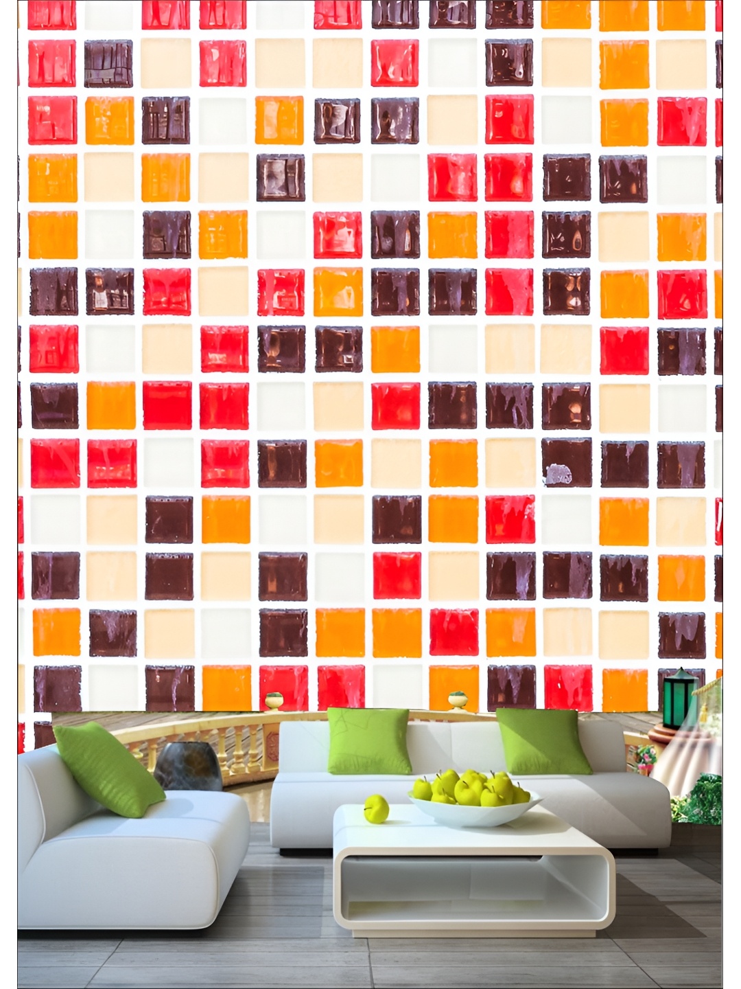 

Aura Orange-Colored & Brown Abstract Self-Adhesive Wall Sticker, Red