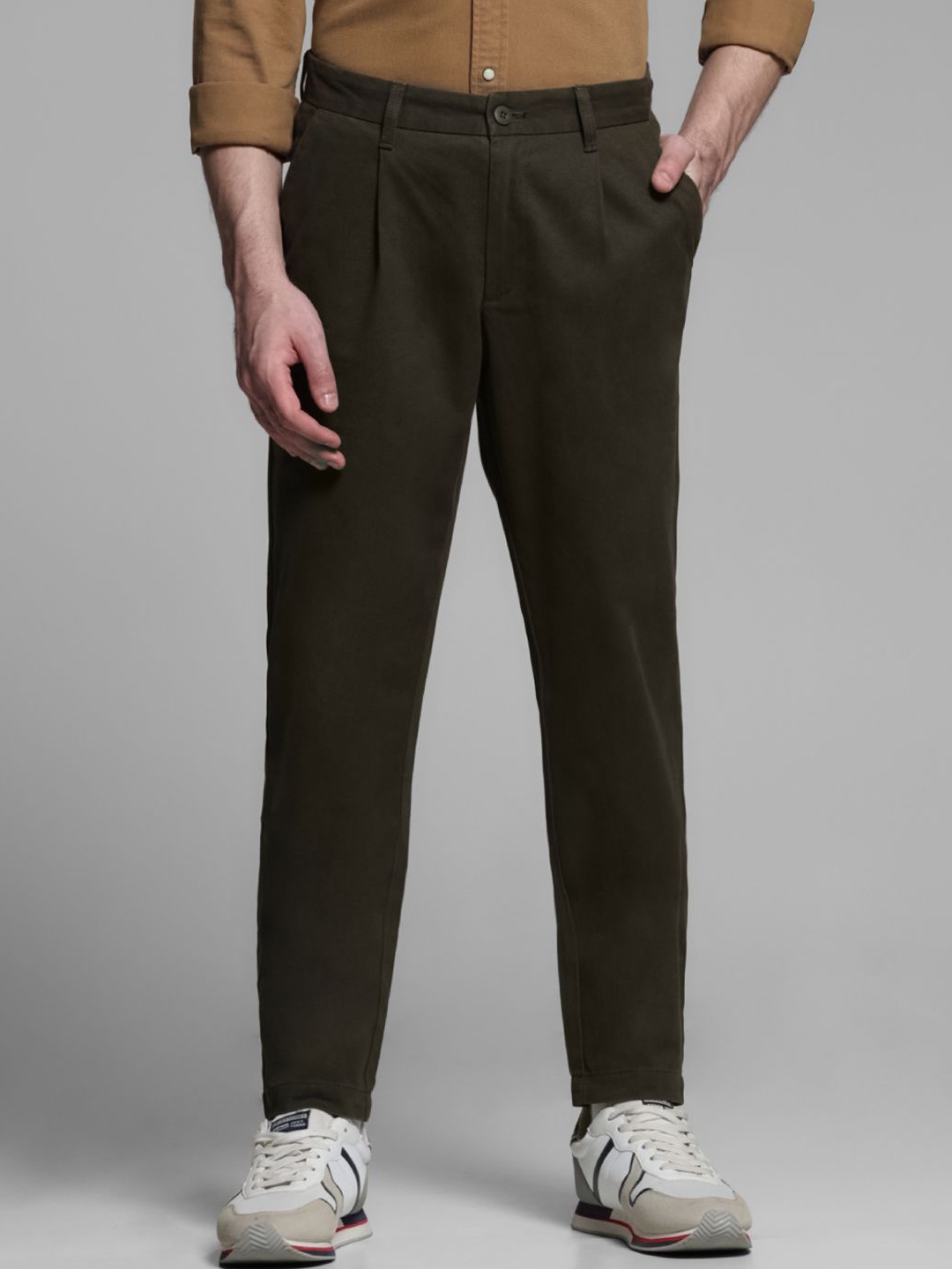 Jack & Jones Men Pleated Trousers, Green