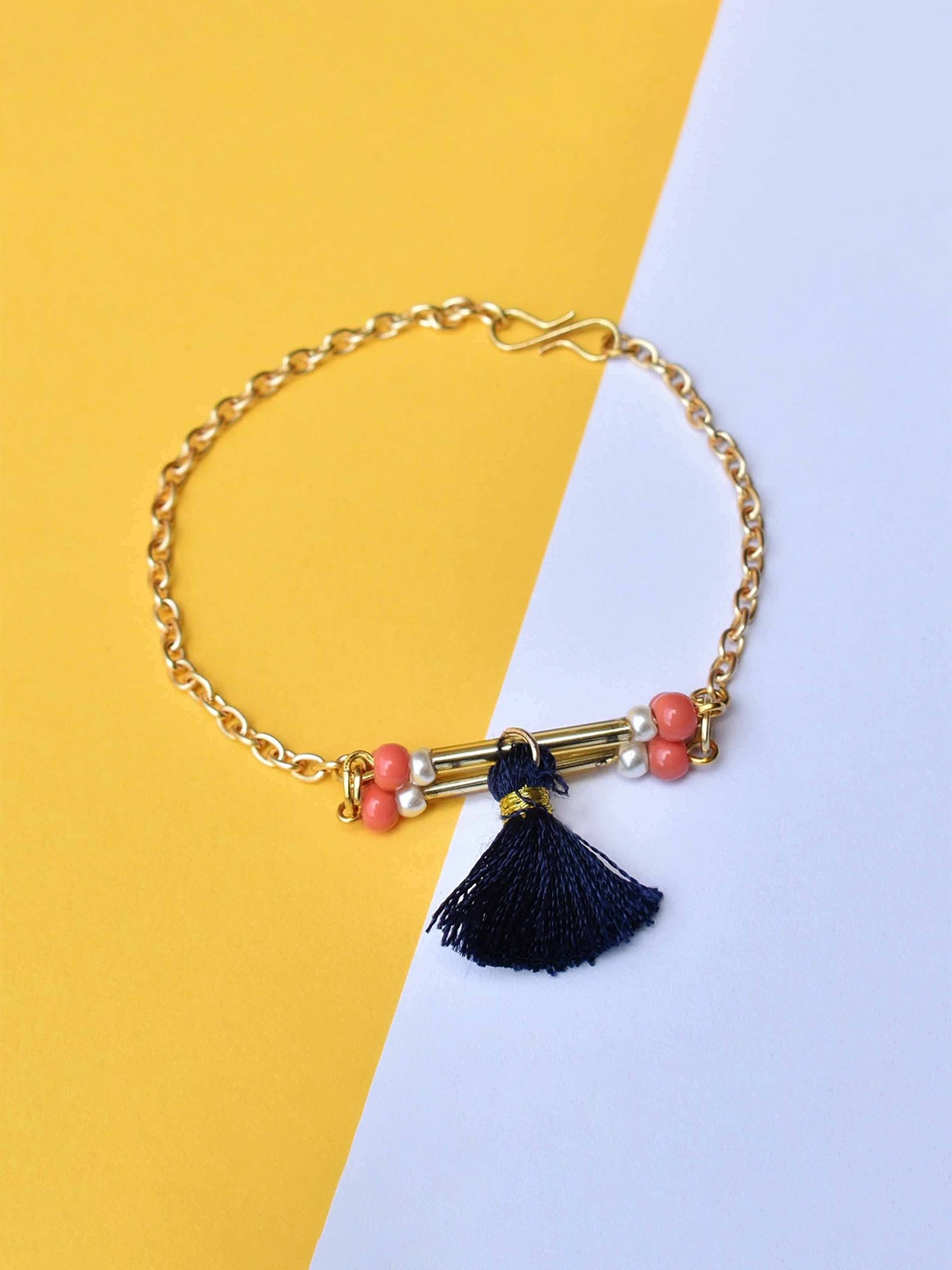 

BeAbhika Set Of 2 Gold-Plated Stone Studded Anklets, Pink