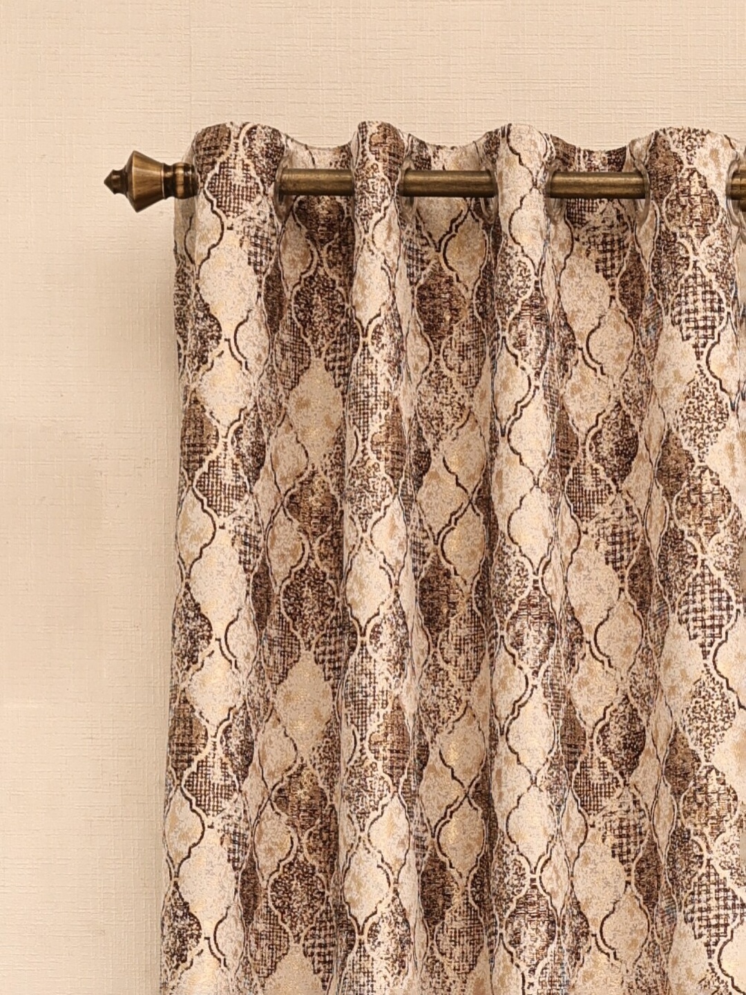 Ariana Brown & Beige Room Darkening Window Curtain