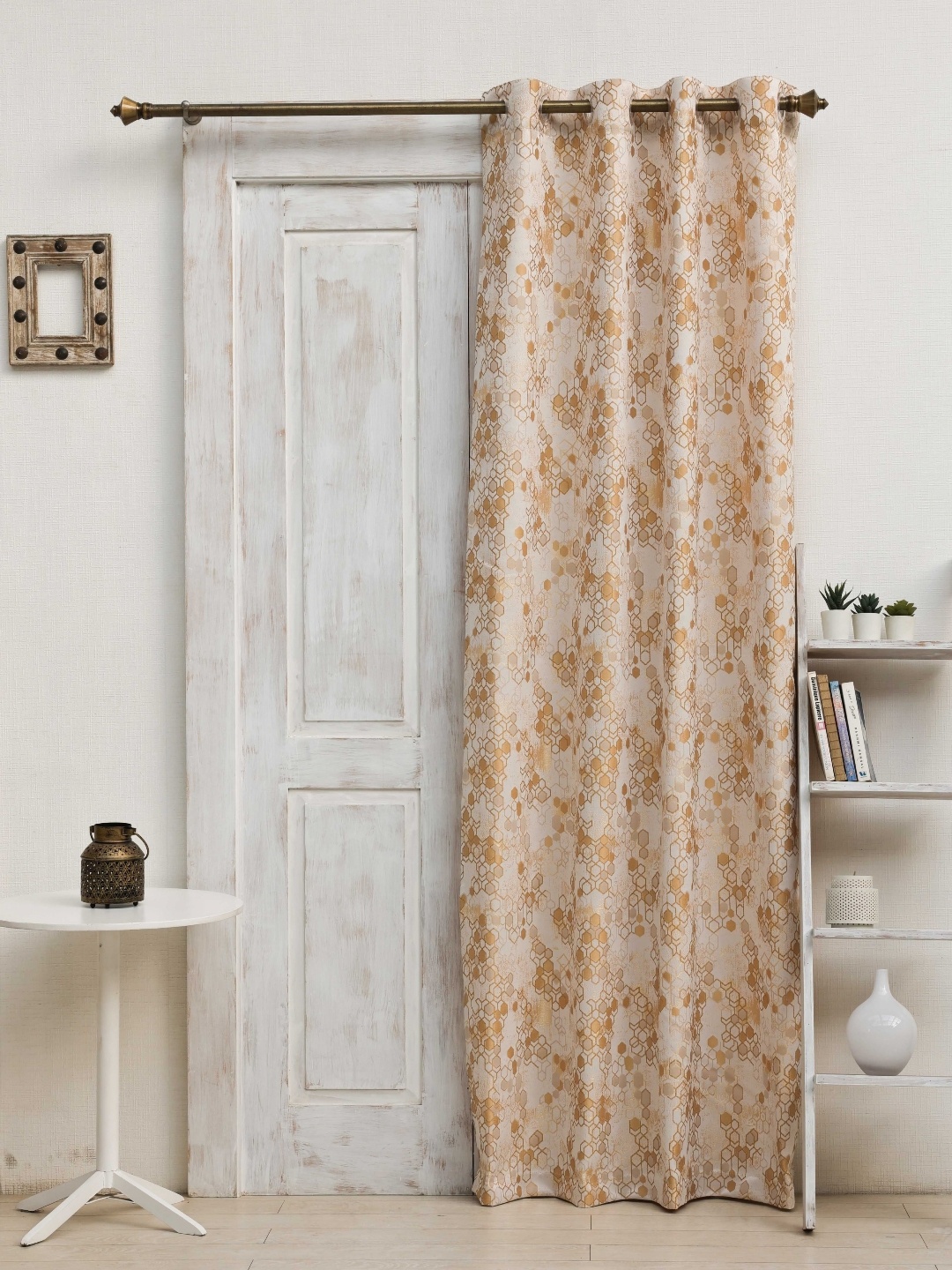 

Ariana Gold Toned & Brown Geometric Printed Room Darkening Long Door Curtain