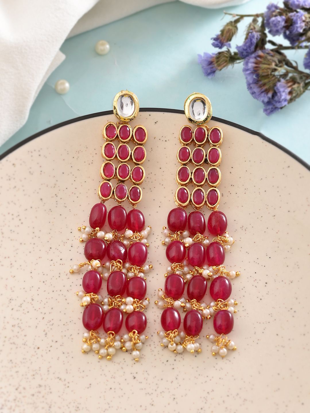Silvermerc Designs Classic Drop Earrings, Red