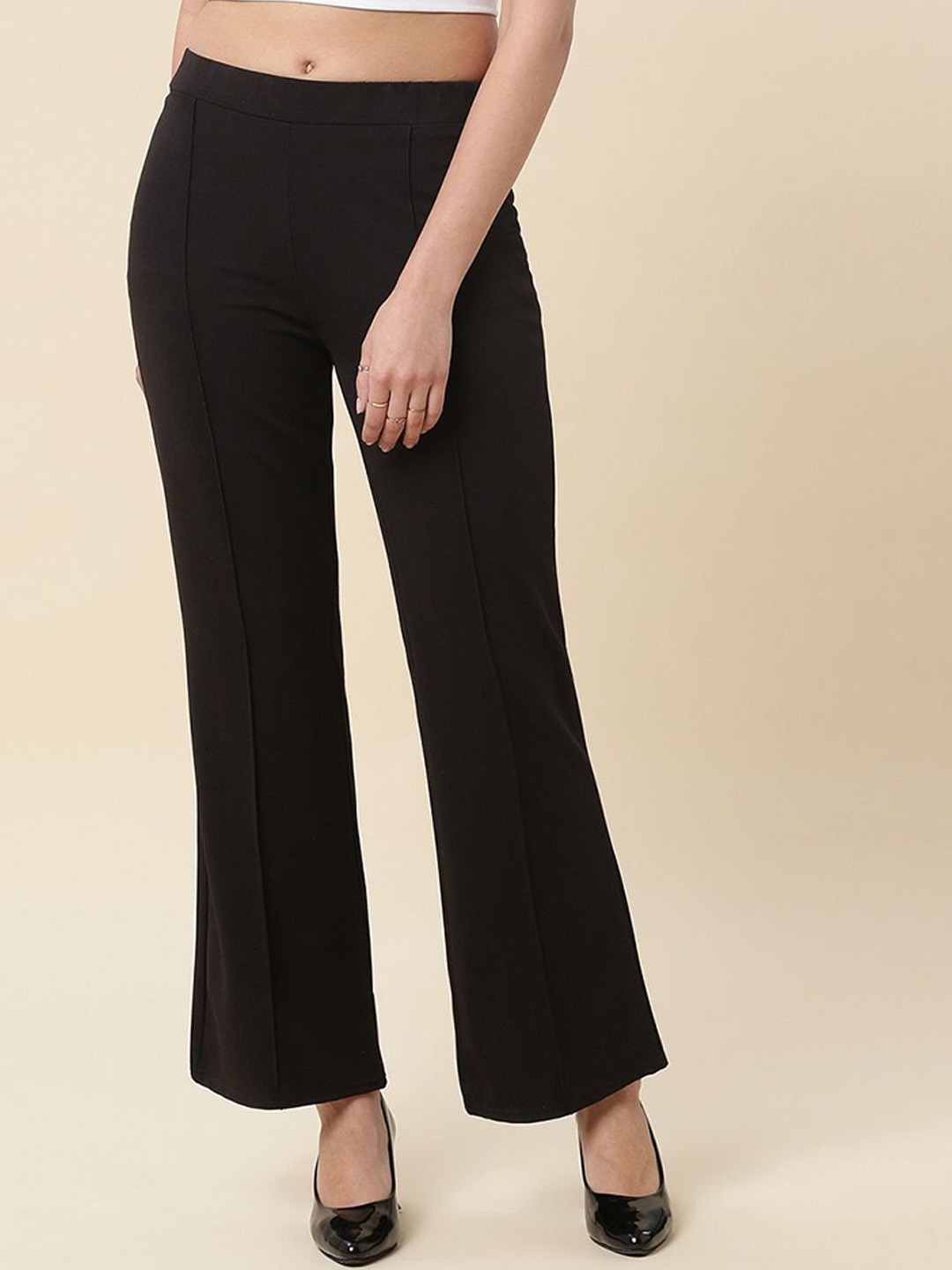 

BAESD Women High-Rise Easy Wash Trousers, Black