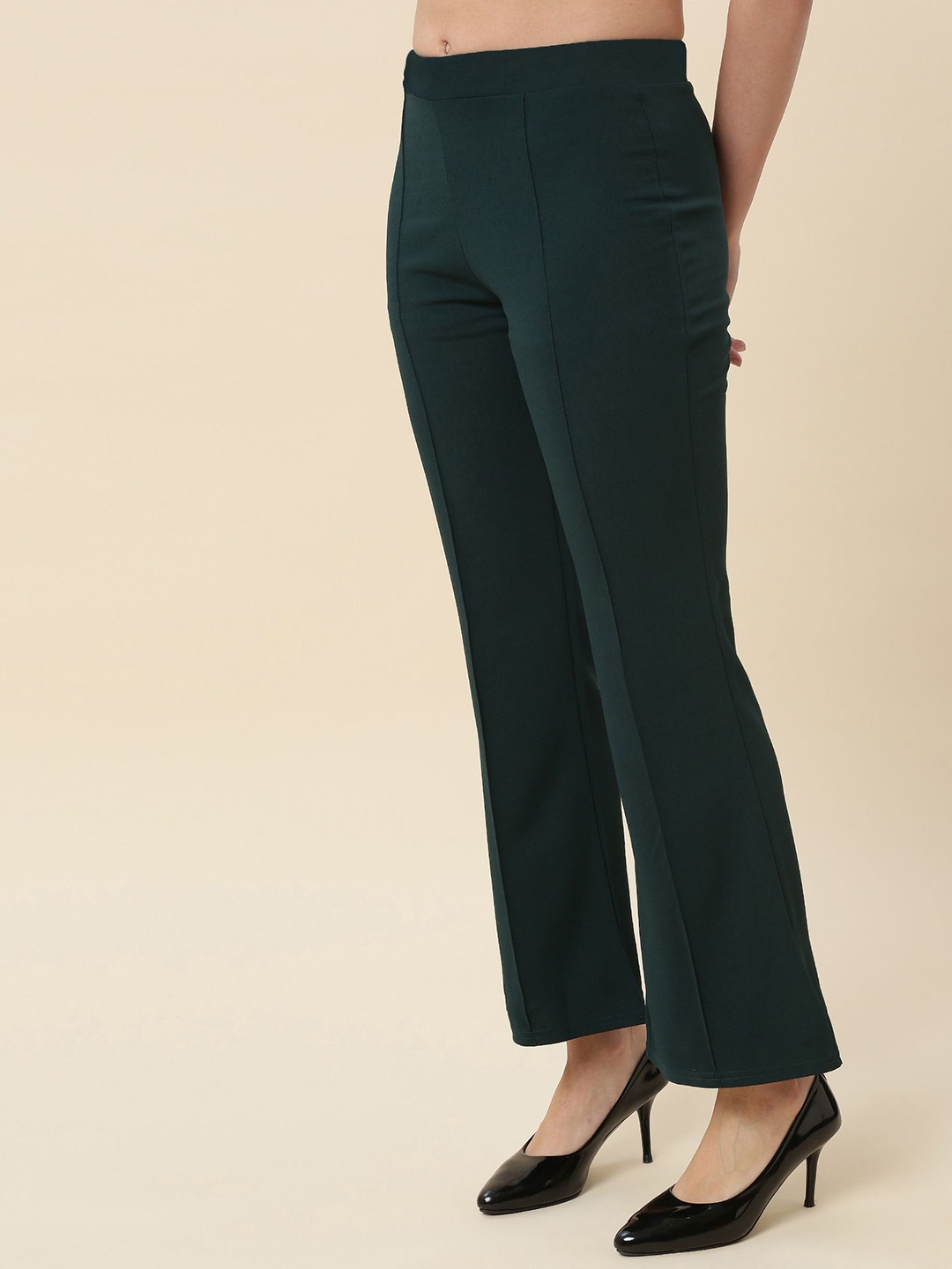 

BAESD Women High-Rise Easy Wash Trousers, Green