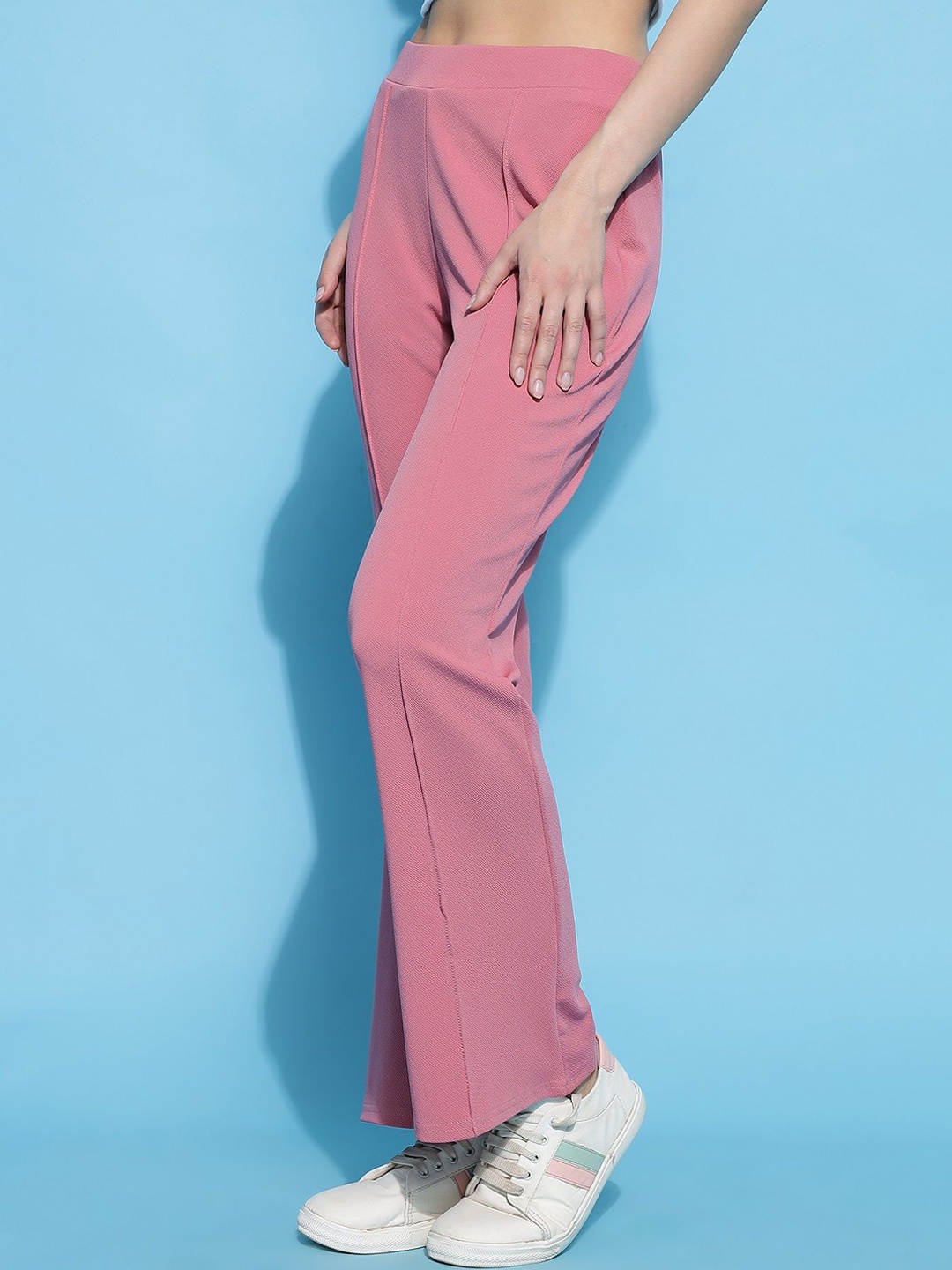 

BAESD Women High-Rise Easy Wash Pleated Trousers, Pink