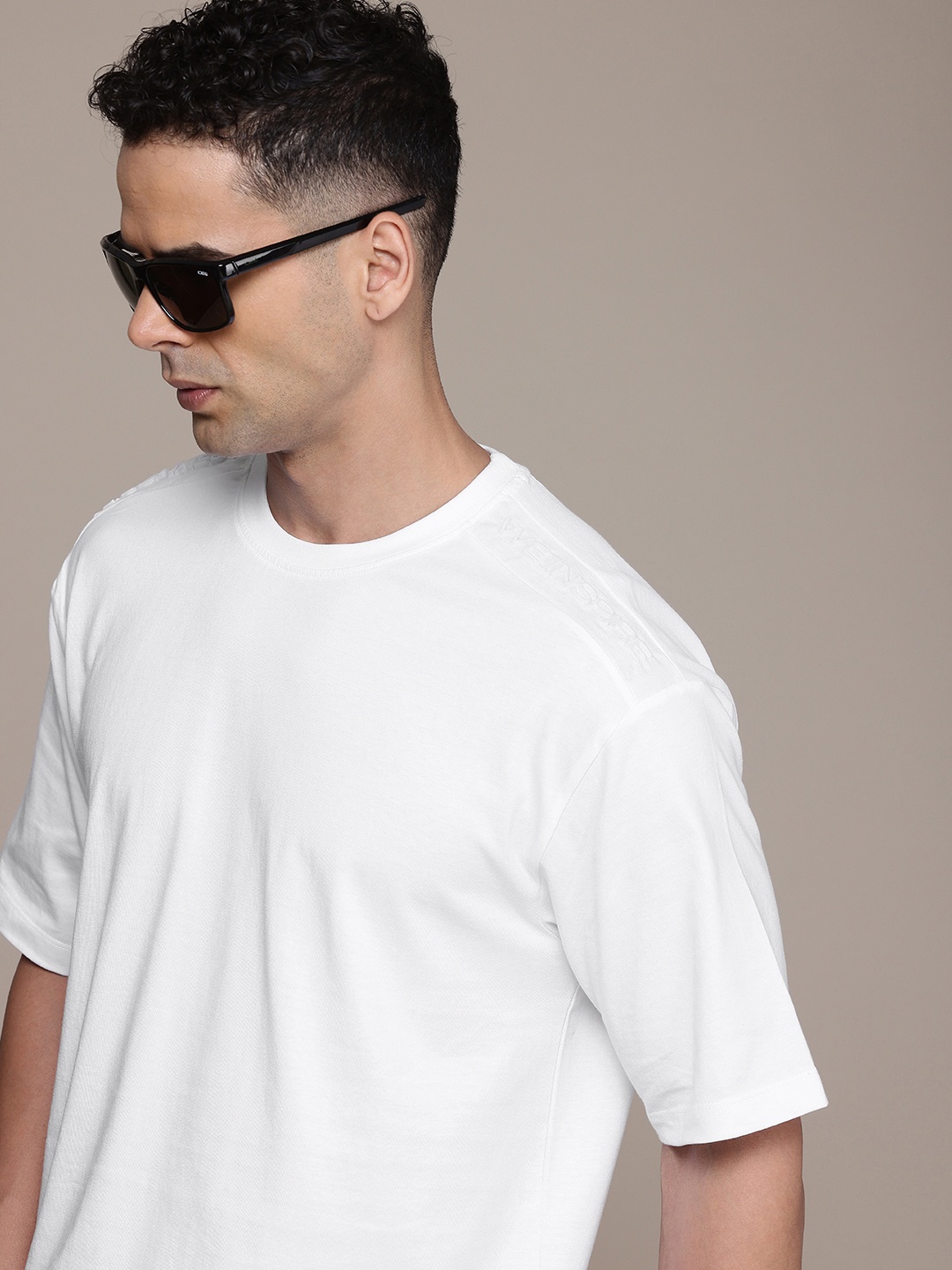 

French Connection Minimal Embossed Effect Pure Cotton T-shirt, White