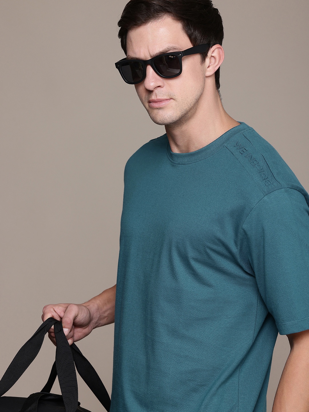 

French Connection Minimal Embossed Effect Pure Cotton T-shirt, Teal