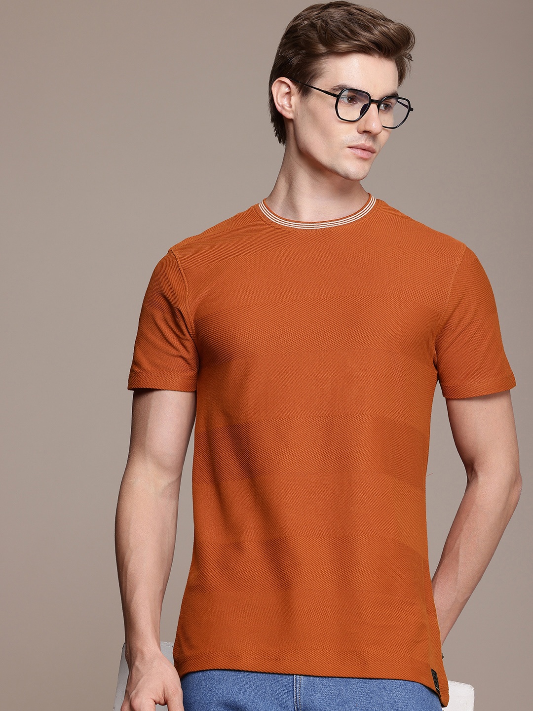 

French Connection Self Designed Pure Cotton T-shirt, Rust